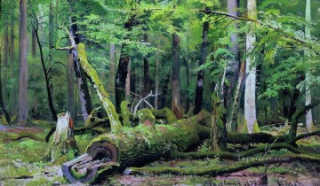 Talar robles en el bosque de Bialowiezka 1892 paisaje clásico Ivan Ivanovich árboles Pinturas al óleo